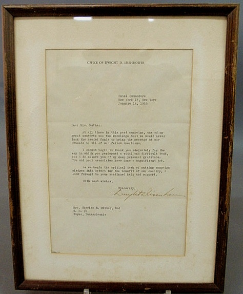 Signed Dwight D Eisenhower letter 156c8e