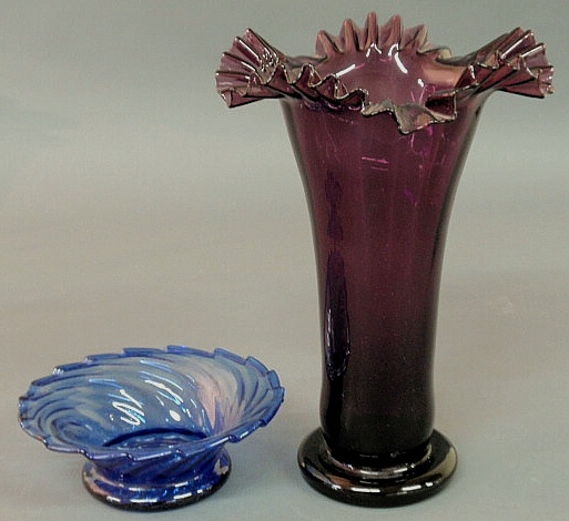 Blown amethyst glass vase 11.5"h.