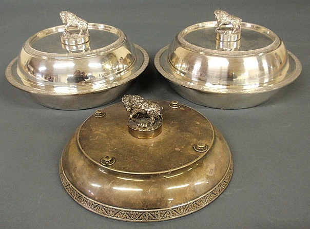 Pair of Gorham silverplate round