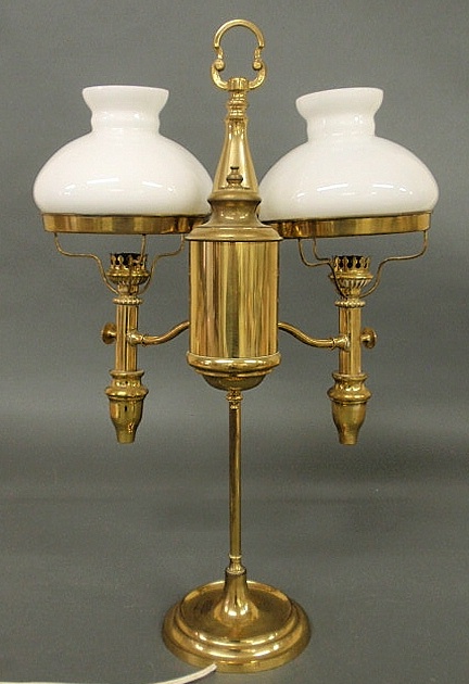 Brass double-arm student lamp converted