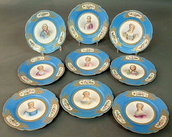 Set of nine Sevres porcelain plates 156cda