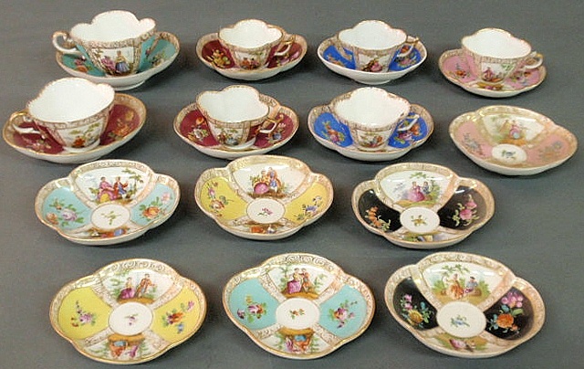 Six Meissen dishes 4.75l. two cups