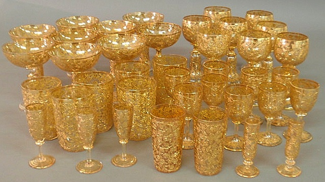 Group of gilt decorated glassware