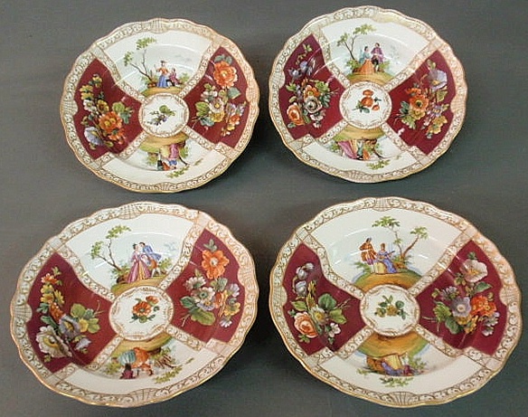 Four Meissen porcelain bowls 9 5 dia  156d11