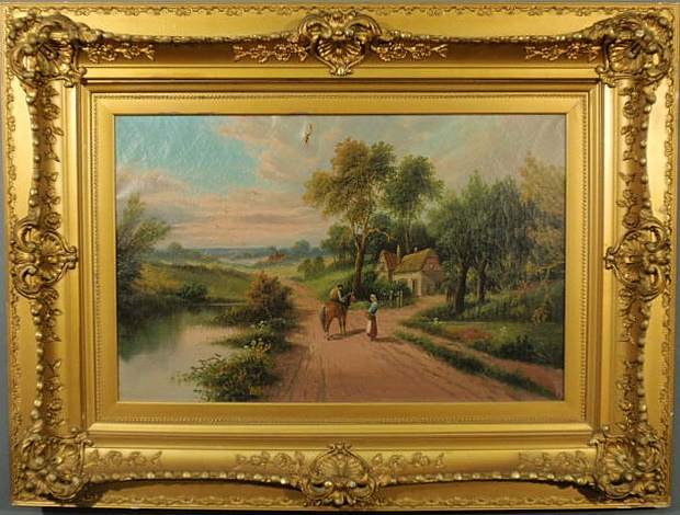 Oil on canvas English country landscape