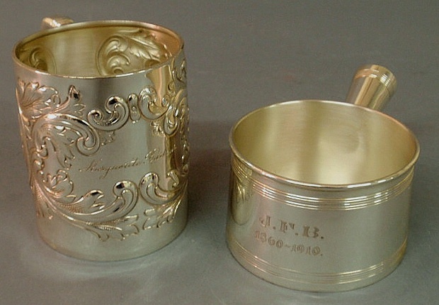 Sterling silver baby cup inscribed 156d33