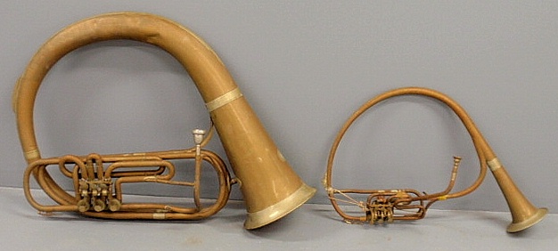Two brass French horns c.1930's
