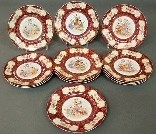 Set of twelve Austrian dessert plates.