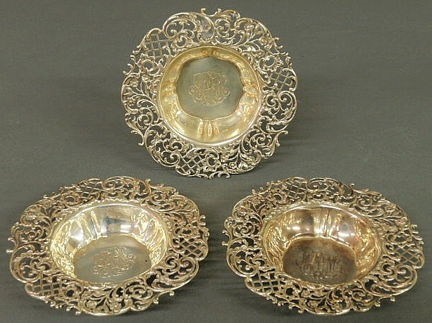 Set of three pierced sterling silver