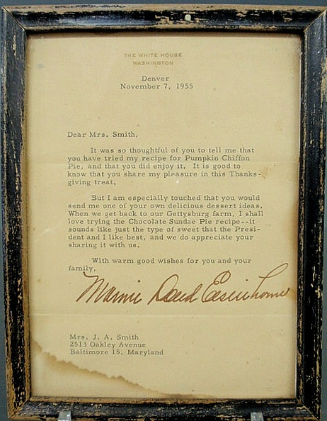 Signed Mamie Doud Eisenhower letter