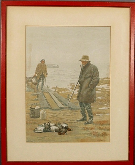 A.B. Frost print of duck hunters. 14.75x10.5