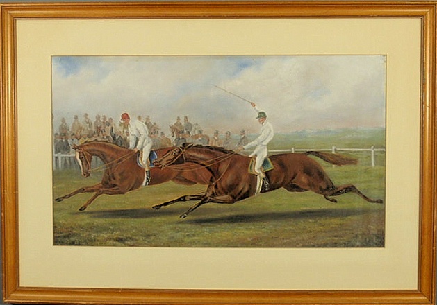 Colorful 19th c. gouache of a point-to-point