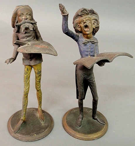 Two spelter metal whimsical figural