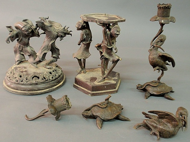 Four Asian bronze figural pieces incl.