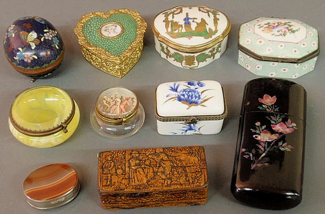 Group of nine 19th c. small boxes- paint