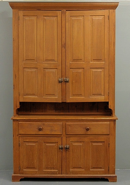 Pine two-piece Dutch cupboard comprised