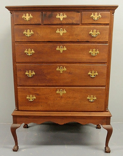 Pennsylvania walnut Chippendale chest-on-frame