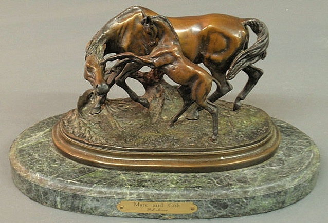 Bronze Mare and Colt (after) P.J.