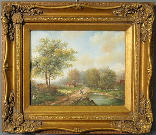Oil on panel English country landscape 156df9