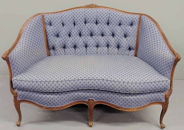 Louis XVI style love seat with blue