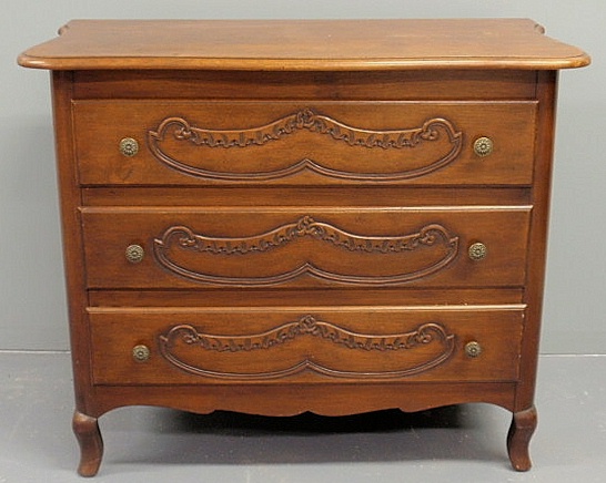 Continental walnut three-drawer