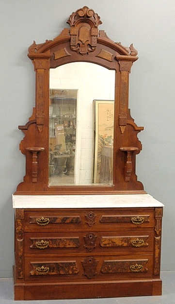 Victorian carved walnut dresser with