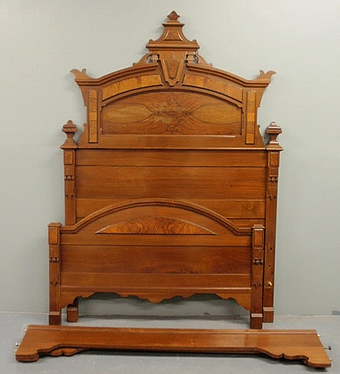 Victorian carved walnut bed c.1870.