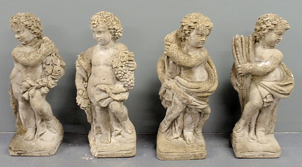 Set of cast stone garden figures