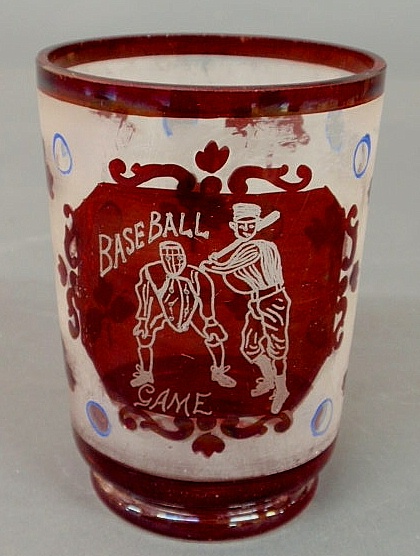 Bohemia glass tumbler with "Baseball