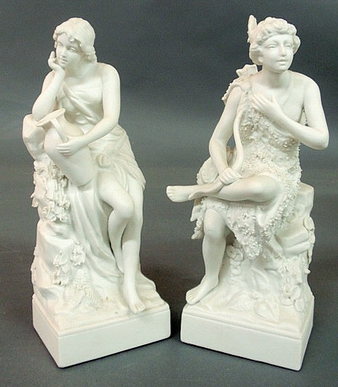 Parian ware bookends of a water