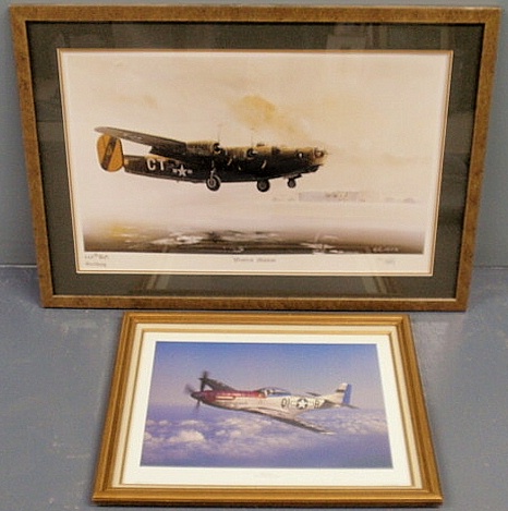 Two framed prints of airplanes-