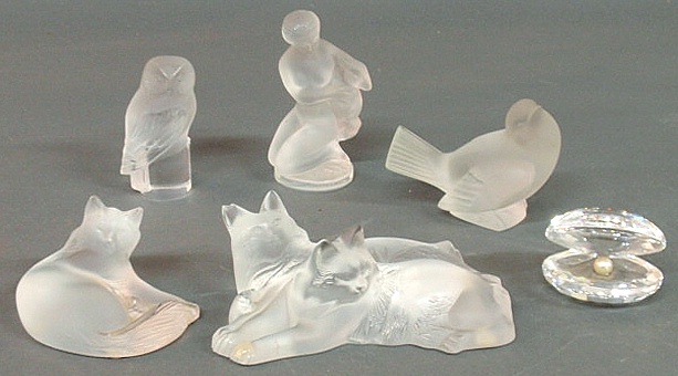 Five signed Lalique glass animals 156e61