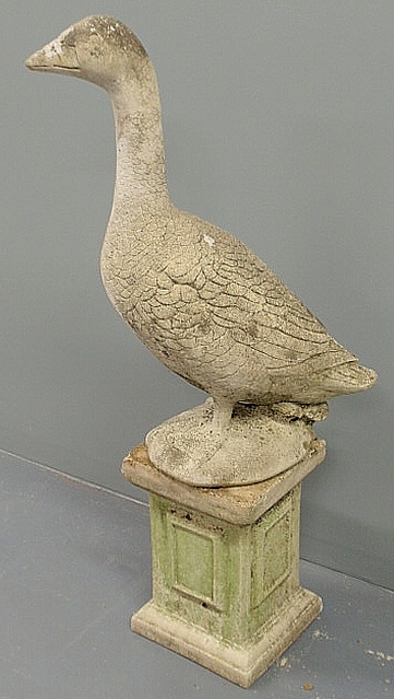 Cast stone garden statue of a snow goose