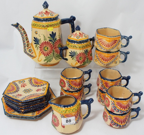 Henriot Quimper Coffee Set decorated