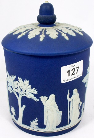 Wedgwood Dark Blue Jasperware Jar 15709c