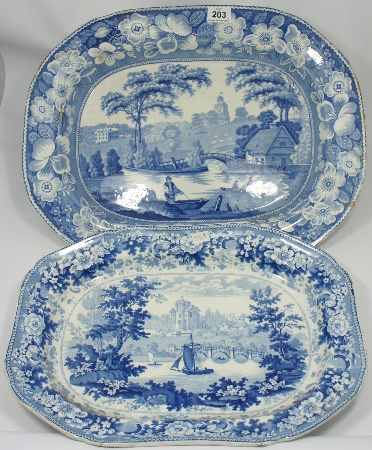 Large 19th Century Blue and White