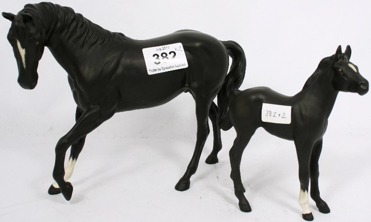 Beswick Black Beauty 2466 and Foal
