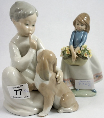 Lladro Model of a Boy with a Dog and