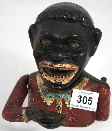 Old Metal Black Man Money Bank with