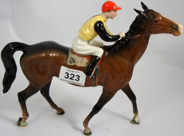 Beswick Model of Jockey On Walking Racehorse