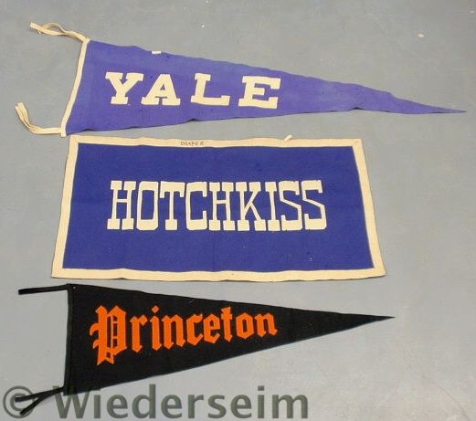Three wool college pennants c.1940-