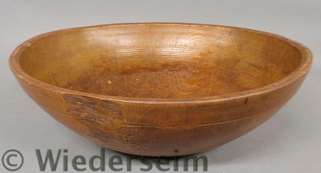 Large carved pine bowl 19th c  15747c