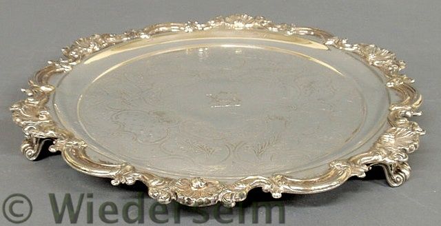 Chippendale style silverplate salver
