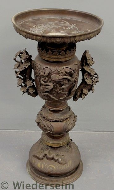 Asian bronze pedestal decorated