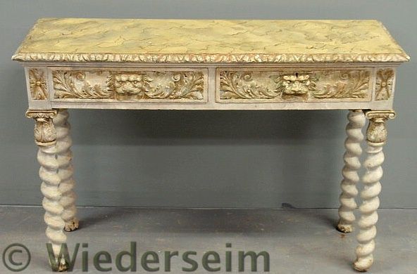 Continental two-drawer table with leopard