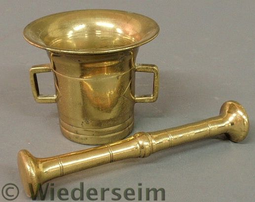 Brass mortar & pestle early 19th