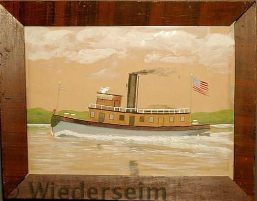 Gouache painting of the tugboat