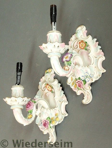 Pair of German porcelain wall sconces 1574ab