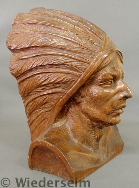 Larger than life size carved wood American