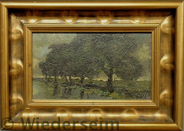 German oil on board landscape painting